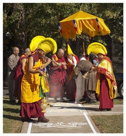 His Holiness the Dalai Lama arrives at Drepung Loseling Monastery in Atlanta on October 16th, 2010. Photo/Clay Walker