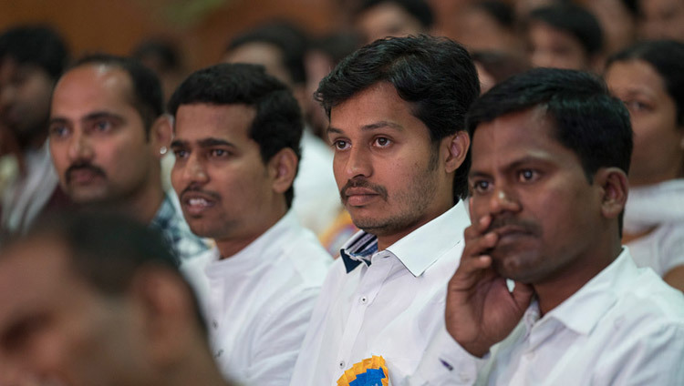 Members of the audience listening to His Holiness the Dalai Lama speaking at the 97th Convocation at the University of Mysore in Mysuru, Karnataka, India on December 13, 2016. Photo/Tenzin Choejor/OHHDL