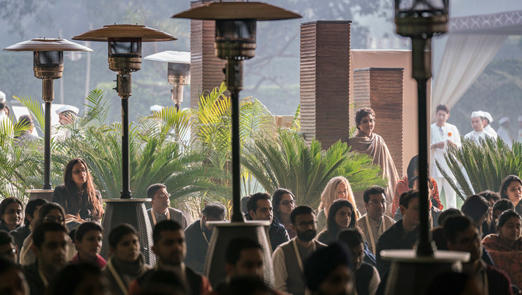 Members of the audience listening to His Holiness the Dalai Lama at the inaugural Vidyaloke teachings in New Delhi, India on February 3, 2017. Photo/Tenzin Choejor/OHHDL