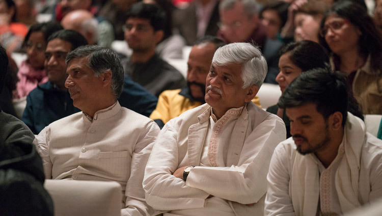 Members of the audience listening to His Holiness the Dalai Lama at the the inaugural Vidyaloke public talk at Talkatora Stadium in New Delhi, India on February 5, 2017. Photo/Tenzin Choejor/OHHDL