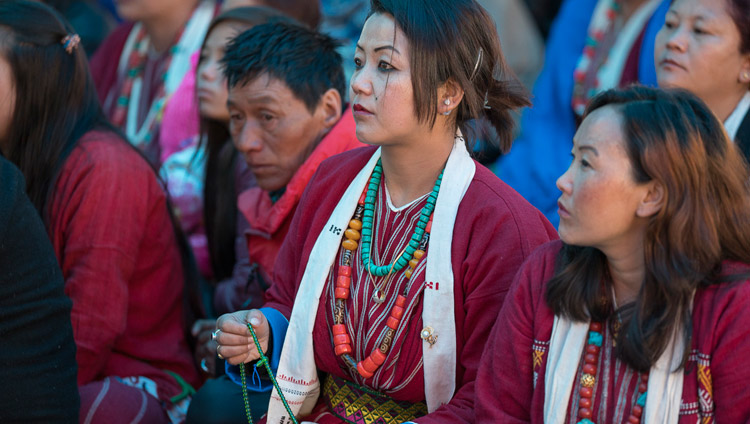 Members of the crowd listening to His Holiness the Dalai Lama at Buddha Park in Bomdila, AP, India on April 5, 2017. Photo by Tenzin Choejor/OHHDL