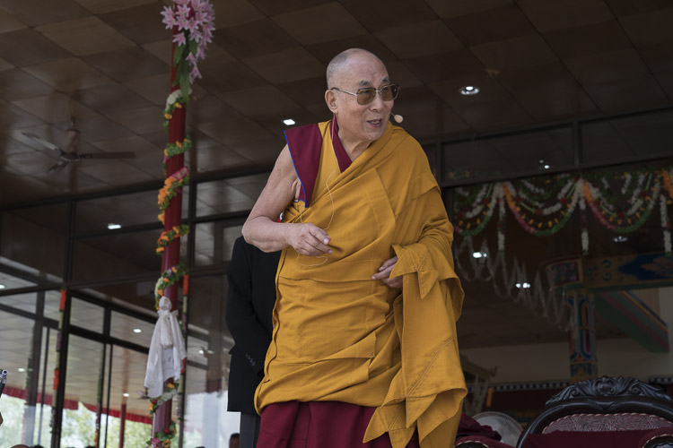 His Holiness the Dalai Lama addressing the crowd during celebrations in honor of his 82nd birthday at the Shiwatsel teaching ground in Leh, Ladakh, J&K, India on July 6, 2017. Photo by Tenzin Choejor/OHHDL