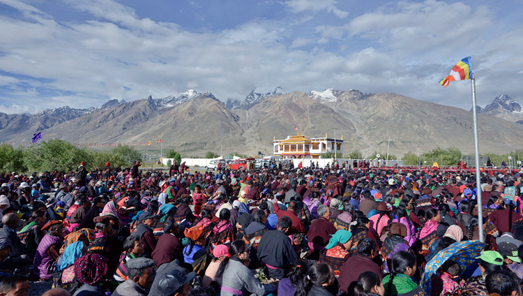 A view of the teaching ground during His Holiness the Dalai Lama's teaching in Padum, Zanskar, J&K, India on July 18, 2017. Photo by Lobsang Tsering/OHHDL