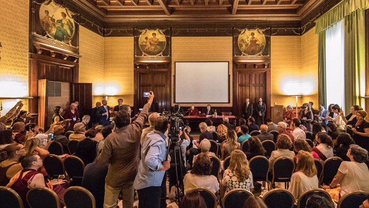 His Holiness the Dalai Lama meeting with members of the media in Palermo, Sicily, Italy on September 18, 2017. Photo by Paolo Regis