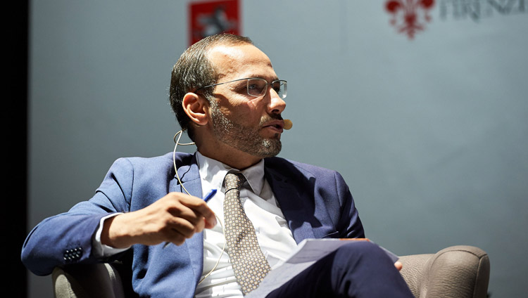 President of the Union of Italian Islamic Communities and Imam of Florence, Izzedin Elzir, speaking at the inter-religious meeting in Florence, Italy on September 19, 2017. Photo by Olivier Adam