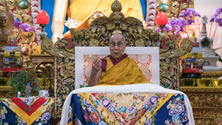 His Holiness the Dalai Lama during his teaching at the Main Tibetan Temple in Dharamsala, HP, India on November 3, 2017. Photo by Tenzin Choejor