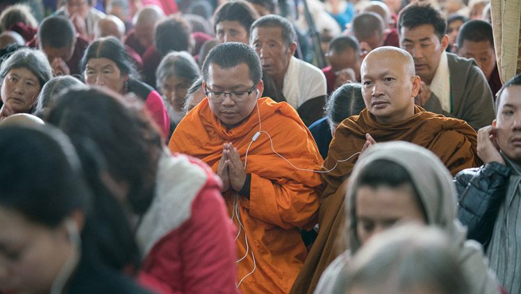 Some of the more than 4,000 people attending His Holiness the Dalai Lama's teaching at the Main Tibetan Temple in Dharamsala, HP, India on November 3, 2017. Photo by Tenzin Choejor