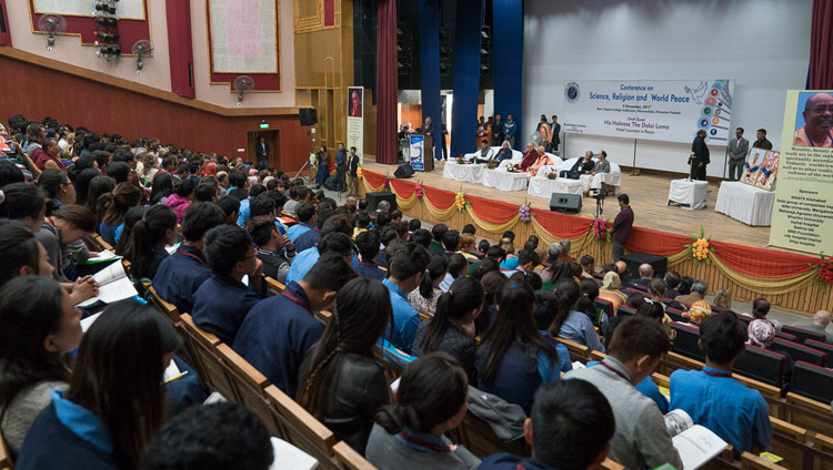 A view of the Government Degree College Auditorium during the inaugural session of the conference on Science, Spirituality & World Peace in Dharamsala, HP, India on November 4, 2017. Photo by Tenzin Choejor