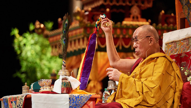His Holiness the Dalai Lama conferring the Avalokiteshvara Empowerment at the Zenith Center in Strasbourg, France on September 18, 2016. Photo/Olivier Adam
